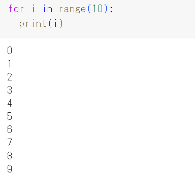 for文でrange関数を使った例
